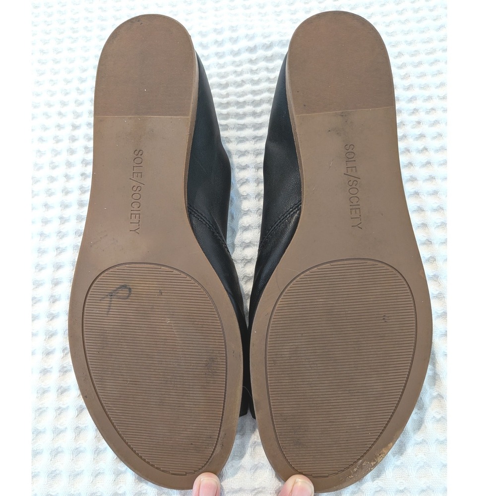 Sole Society Black Leather Asymmetrical Open Toe d'Orsay Flat Sandals Womens 8.5 - Picture 4 of 8